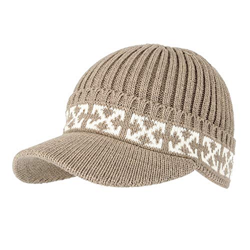 Arycrew Flat Top Ary Style Knitted Visored Beanie Cap - Black at Aazon en’s Clothing store