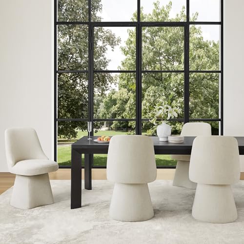Image of KISLOT Swivel Dining Chairs Set of 4, Upholstered Mid Century Modern Deskchair with High Back, Linen Fabric Kitchen Chairs for Dining Room, Bedroom, Dressing Room, Linen