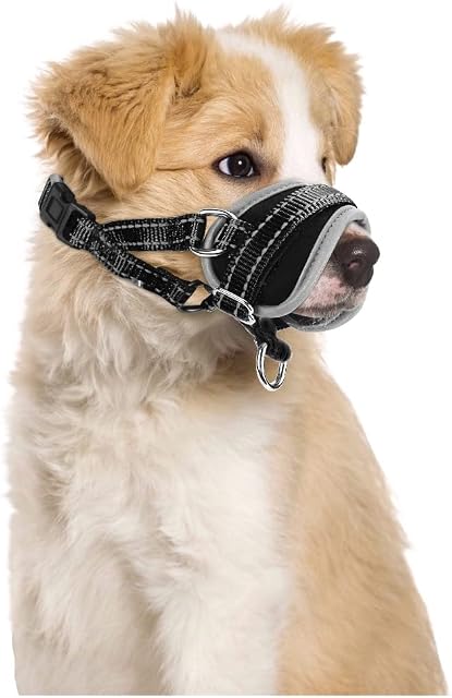 Nasjac Dog Muzzles, Soft Nylon Muzzle for Dogs to Prevent Biting Anti Barking Stop Chewing Eating Adjustable Dog Mouth Guard for Daily Behavior Training, Durable Small Medium Large Dog Muzzle