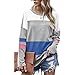 MNRIUOCII Top Loose Women's Long Striped Pullover Sleeve Collo Sweatshirt Casuale Rotondo Femminile Bluse Camicia Quadri Bianco