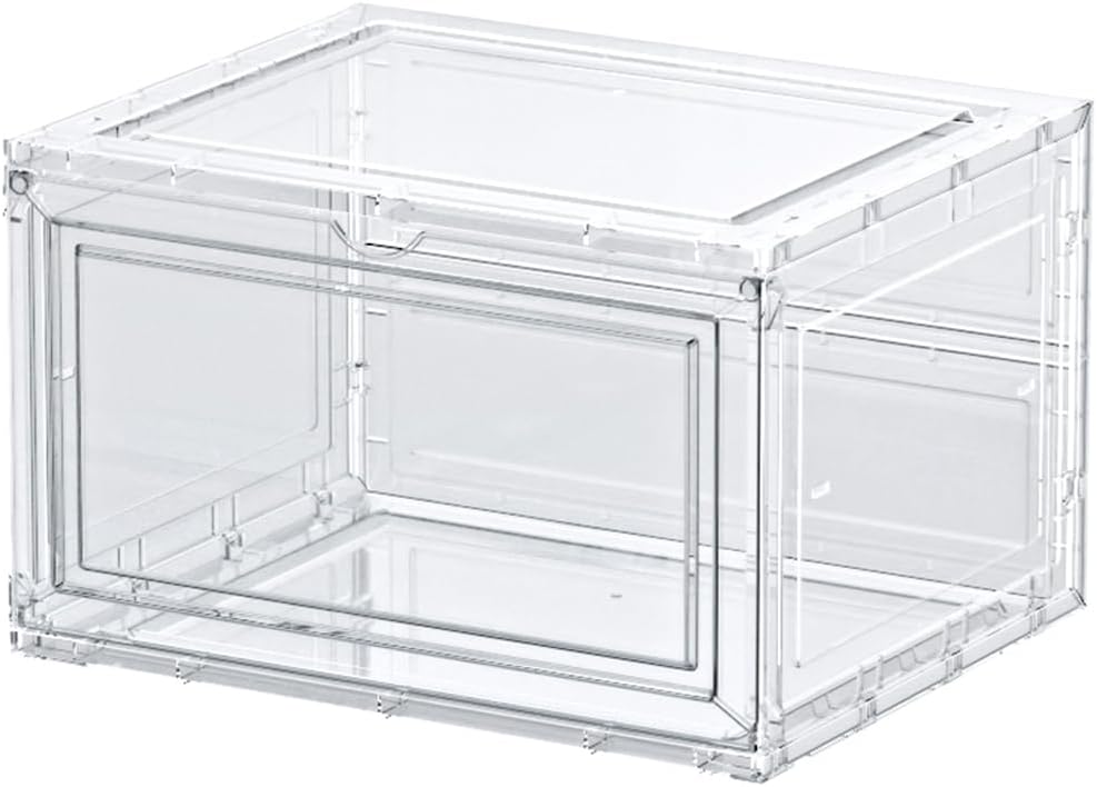 シューズボックス 6個 大容量収納ボックス 下駄箱 透明 フロントパネル 磁石開閉扉スニーカーボックス 小物 文房具 化粧品 収納ケ