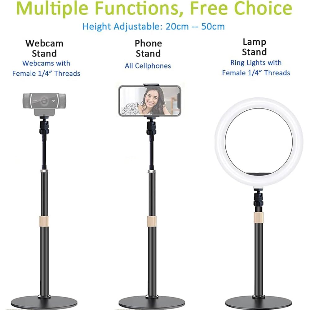 Etucro Webcamstandaard telefoonhouder [uitbreidingstype] desktopstandaard flexibele zwanenhals videostandaard camerahouder voor mobiele telefoons, Logitech webcam C922 C930e C920S C920 enz. (1/4 inch