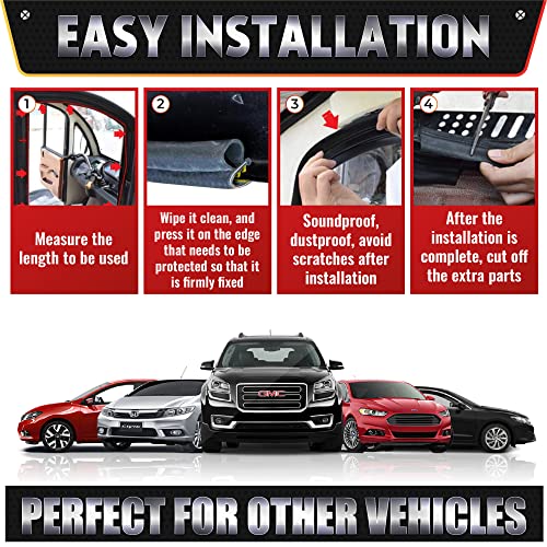 24Ft Advanced Car Door Rubber Seal Strip With Side Bulb & Premium Silicone Grippings For Cars Included Scissor, Epdm Car Weather Strip & Internal Aluminum Metal Clip, Rubber Weather Stripping For Cars #TOP5