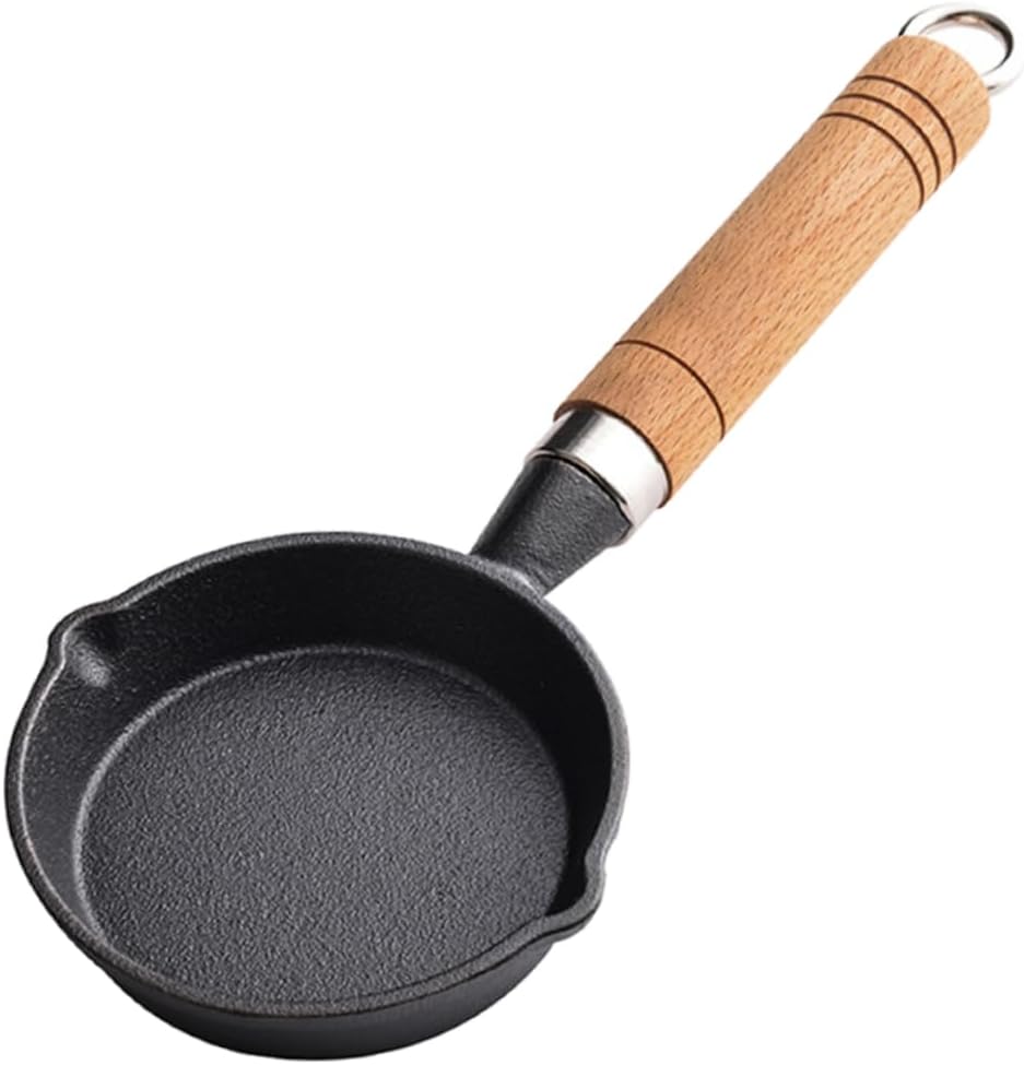 Cabilock Mini Egg Frying Pan 13cm Non-stick Cast Iron Omelette Pan Compatible Gas Induction Cookware for Breakfast Cooking