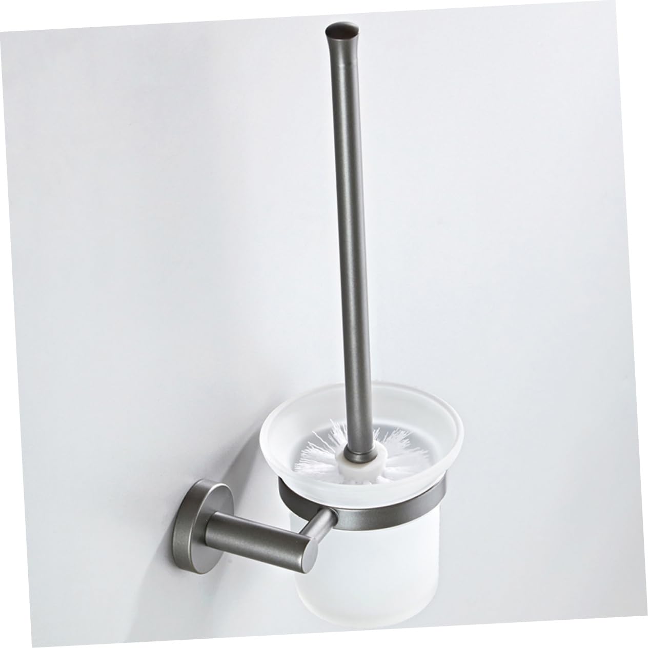 Escobilla para Inodoro de Pared con Base Redonda de Vidrio Mate y Diseño Simple, Cepillo de Baño para Limpieza y Duradera Hogar