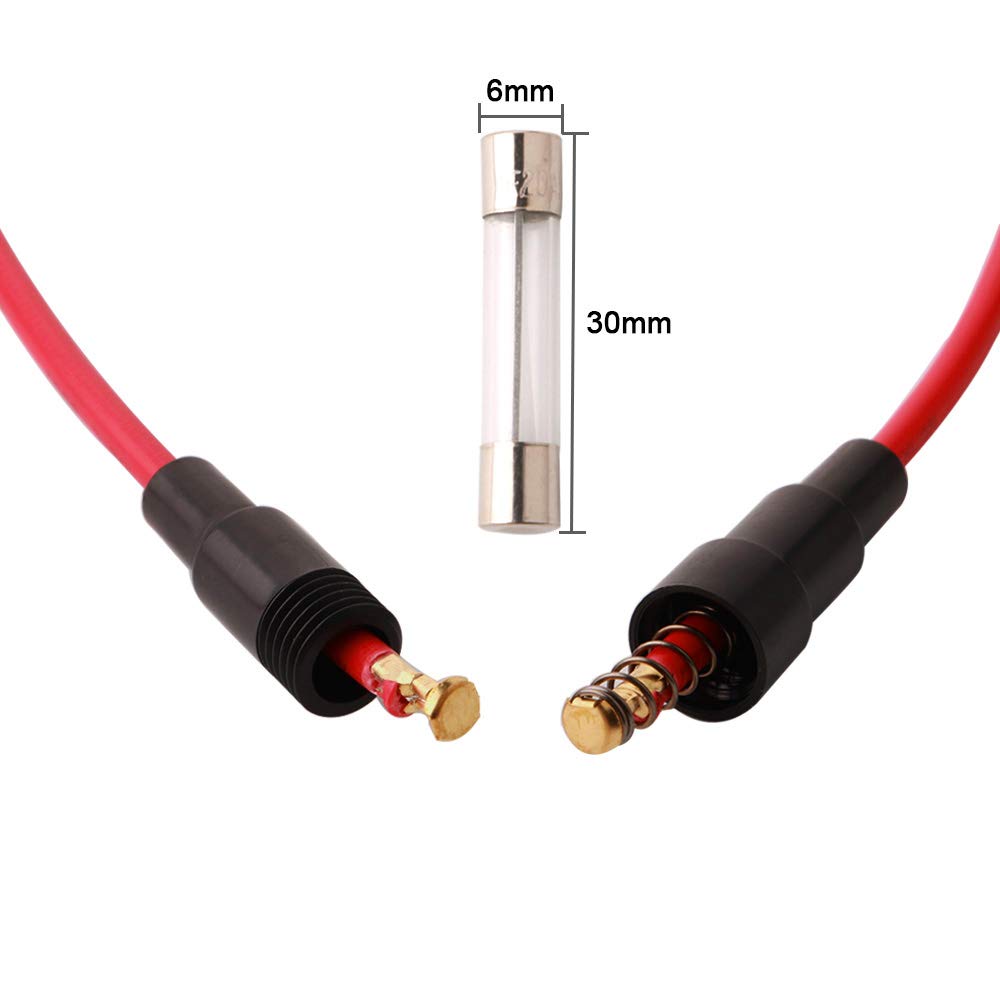 12 Portafusibili Vetro 5x20mm 20A - Con Cavo 16 AWG, Per Fusibili AGC - Foto 2