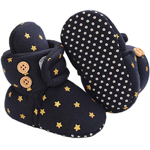 Tcesud Unisex Baby Boys Girls Cozy Fleece Winter Warm Snow Boots Knit Soft Fur Newborn Infant First Walkers Slippers Shoes(12-18 Months,Black)