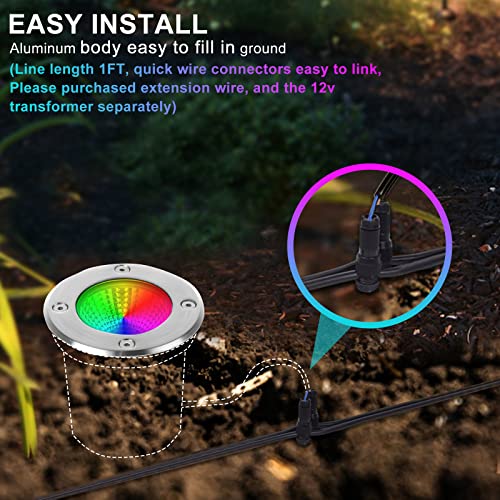 Eaglod 10W Landscape Lighting Rgbw Low Voltage Landscape Lights Color Changing Led Well Lights Outdoor,12-24V Multicolor In Ground Lights Ip67 Waterproof For Garden Yard Tree (10Pack With Connectors) #TOP6