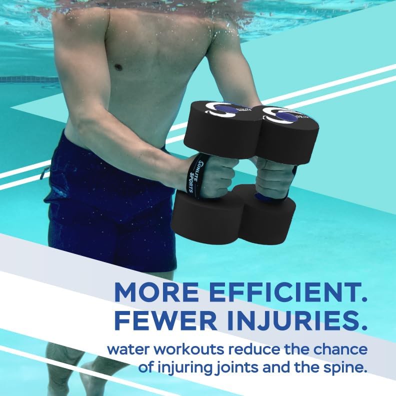 Sunlite Sports Water Weights Pool Exercise Dumbbells, Water Aerobic Equipment, High-Density EVA-Foam Dumbbell with Handle Strip, Aqua Therapy, Pool Fitness, Water Exercise, Set of 2 - Image 6