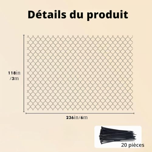 EVBOTGEE Filet pour Chat de Balcon et fenêtre 6x3m, sans perçage, en Nylon Haute résistance, pour terrasse, fenêtres et Portes. (Noir) – vue 2