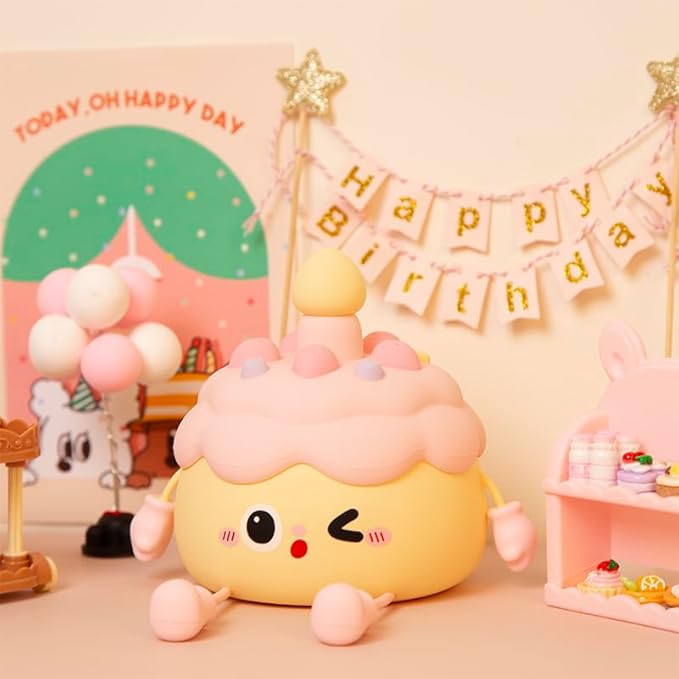 QANYI QANYI Birthday Gifts Cupcake Light for Kids, Silicone Party Cake Nursery Night Lamp with Soft Touch, Rechargeable Table Lamp Decor Gift for Daughter Girl Sister photo 2