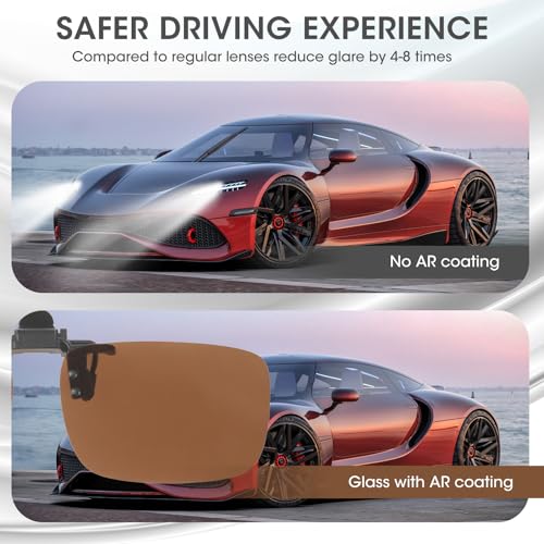 Image of Clip on Polarized Night Vision Driving Glasses Flip up Sunglasses UV-400 to Wear Over Glasses for Night Driving