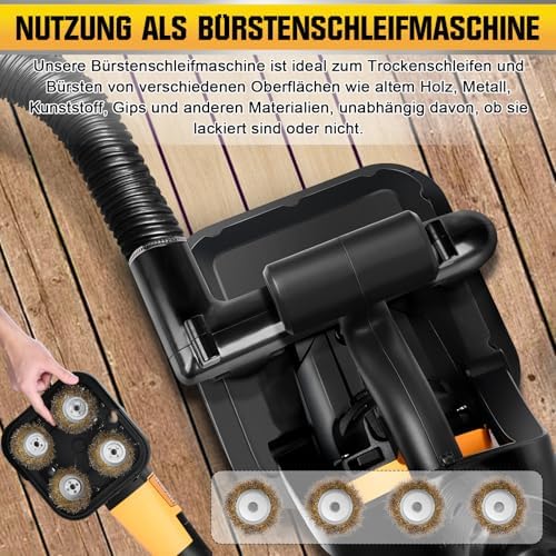 Bild 3 - 3800W Betonschleifer mit Handgriff, Vier Arbeitsmodule Betonfräse mit Schutzhaube, Ø100mm Diamantschleiftopf 6 stufen Drehzahlregelung, 6000 UPM Winkelschleifer Sanierungsfräse Mauerfräse Putzfräse