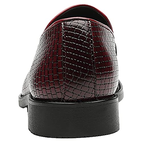 Jamron Men's Faux Leather Dress Shoes Pointed-Toe Low-Top Slip-On Tassel Loafers Burgundy Sn070433 Us9.5 #TOP3