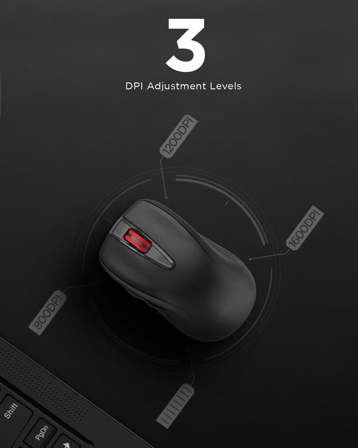 Lenovo Mouse silenzioso ricaricabile USB-C (WL500) – Pulsanti silenziosi, ricaricabile USB-C, impugnatura ambidestra, DPI regolabile – ricevitore plug-and-play 2.4G mouse per computer (nero)