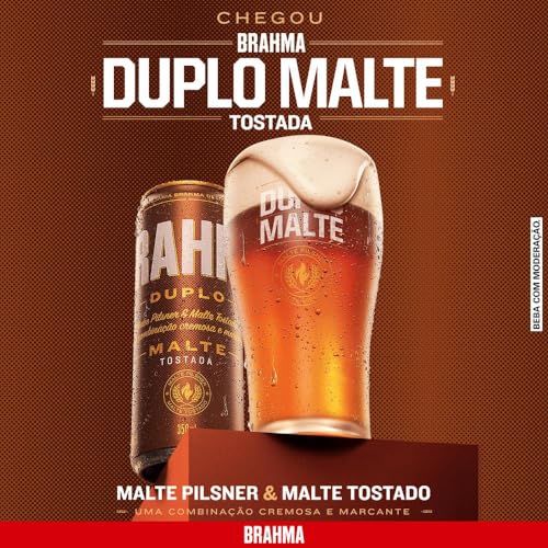 Pack de Brahma Duplo Malte Tostada Sleek 350Mml ,12 Unidades