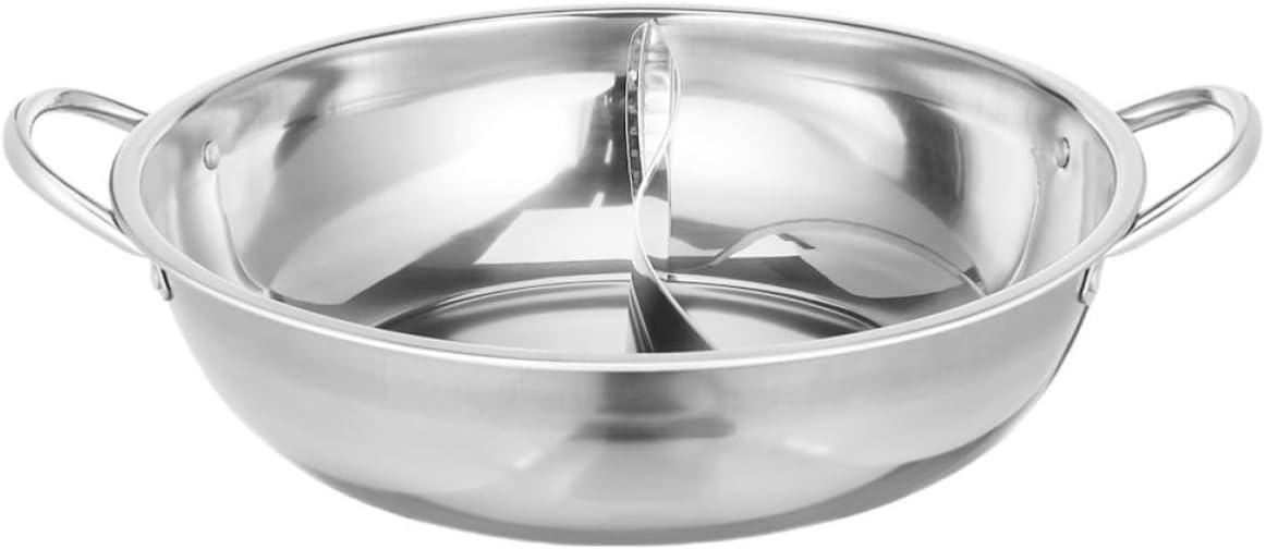 Stainless Steel Divided Hotpot Xmas Double Flavor Pot for Family Dinners