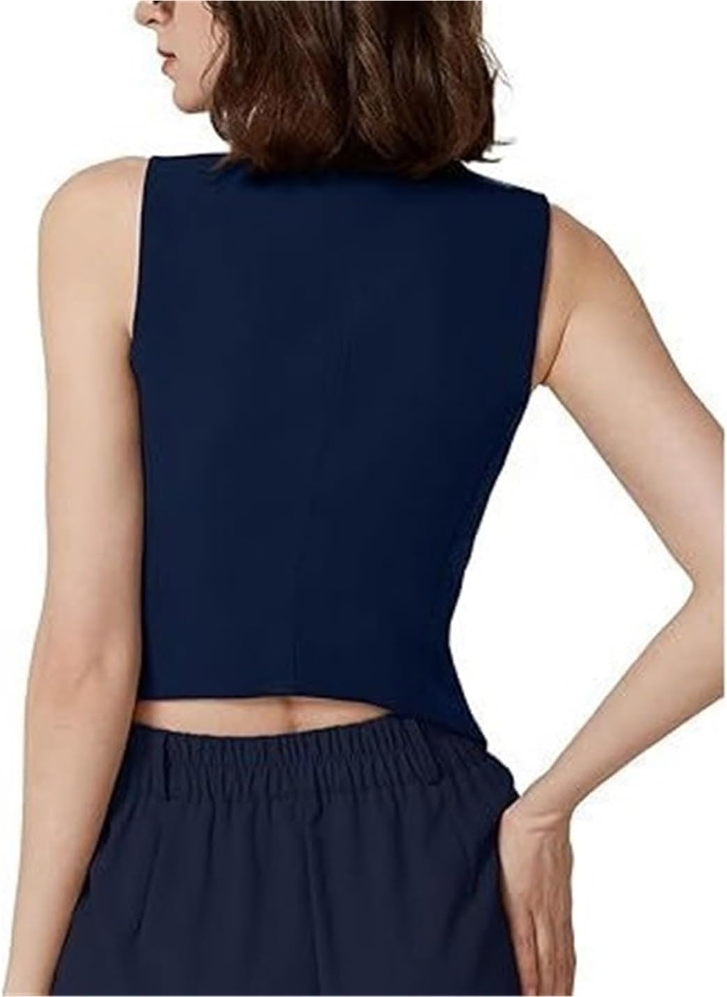 Women's V-neck Single-breasted Sleeveless Suit Vest Workplace Business Daily Dating Versatile Slim Vest Jacket