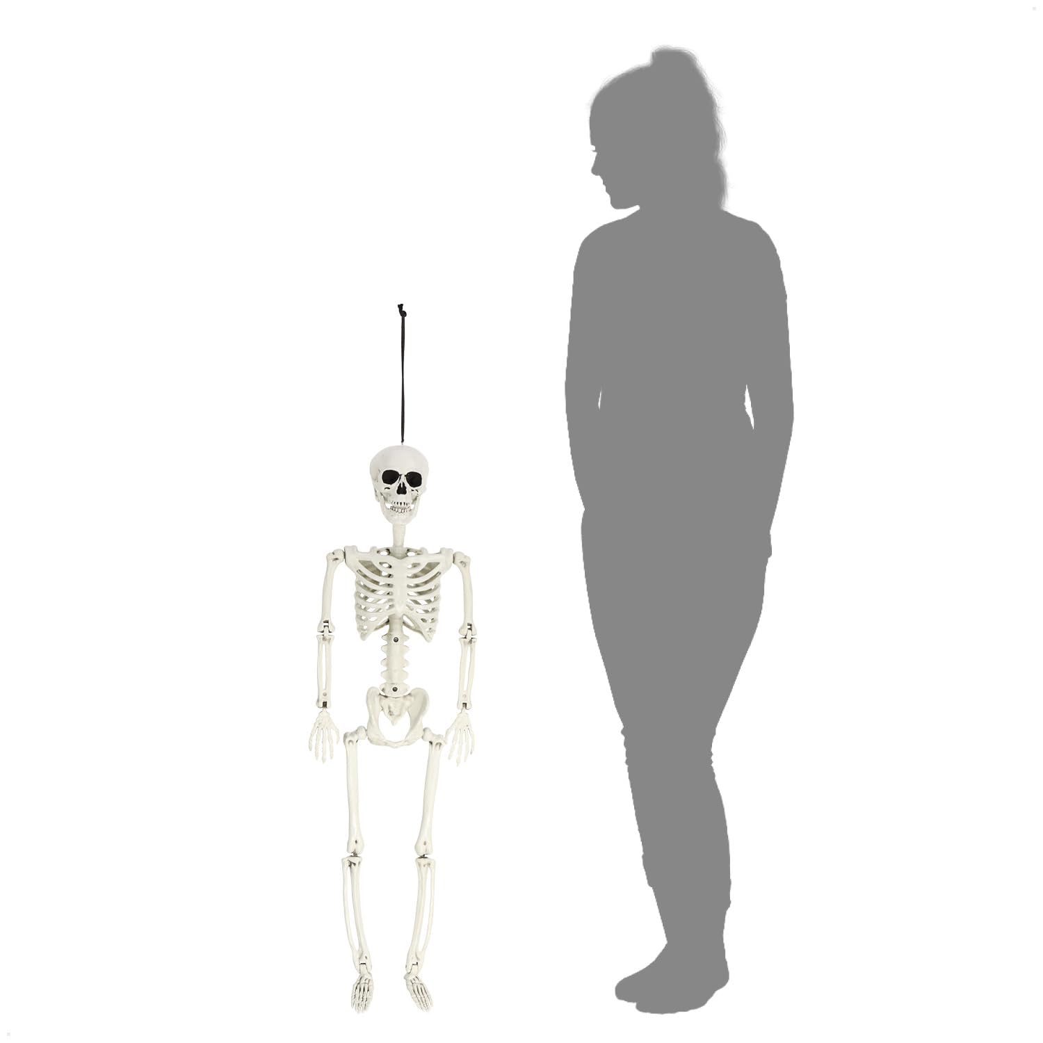 com-four® 2X 90cm Deko Skelett für Halloween, XXL-Skelett aus Kunststoff