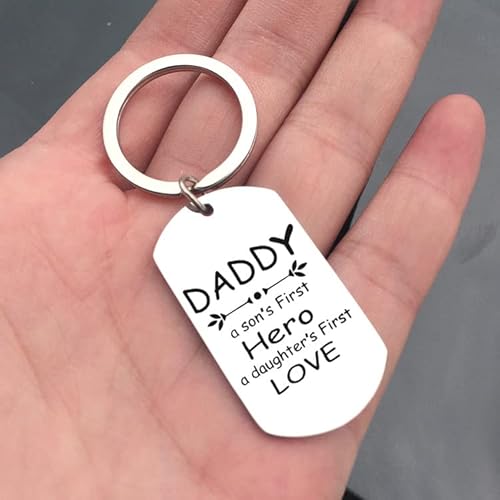 Ilasif Keychain For Father Daddy A Son’s First Hero A Daughter’s First Love From Son Daughter Keychains #TOP1