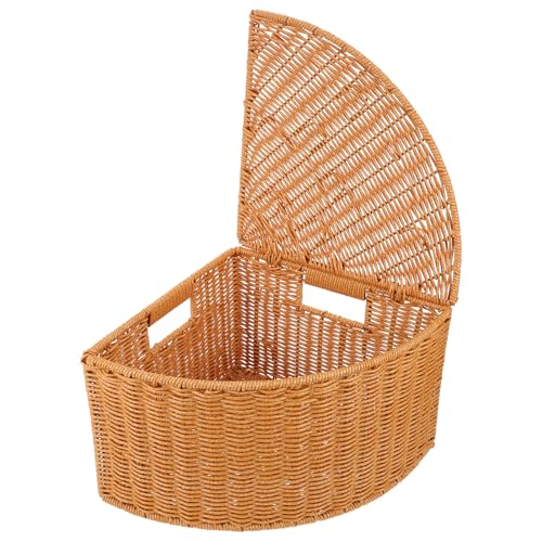 DIYEAH Dreieckiger Aufbewahrungskorb mit Deckel, handgeflochten, aus...