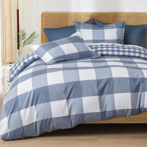 PHF Ultra Soft Duvet Cover Queen, 90"x90", Check Plaid -
