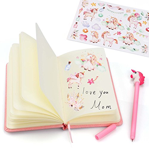 VAMEI Girls Pink Unicorn Journal Notebook Penne a