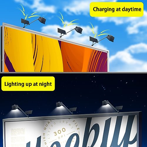 Image of Solar Billboard Light, 1200 Lumen 60 LEDs Sign Lights Outdoor, 12000 mAh IP65 Waterproof Commercial Light for Real Estate Signs, Business, Advertisement, Billboard, HOA, High Way Signs