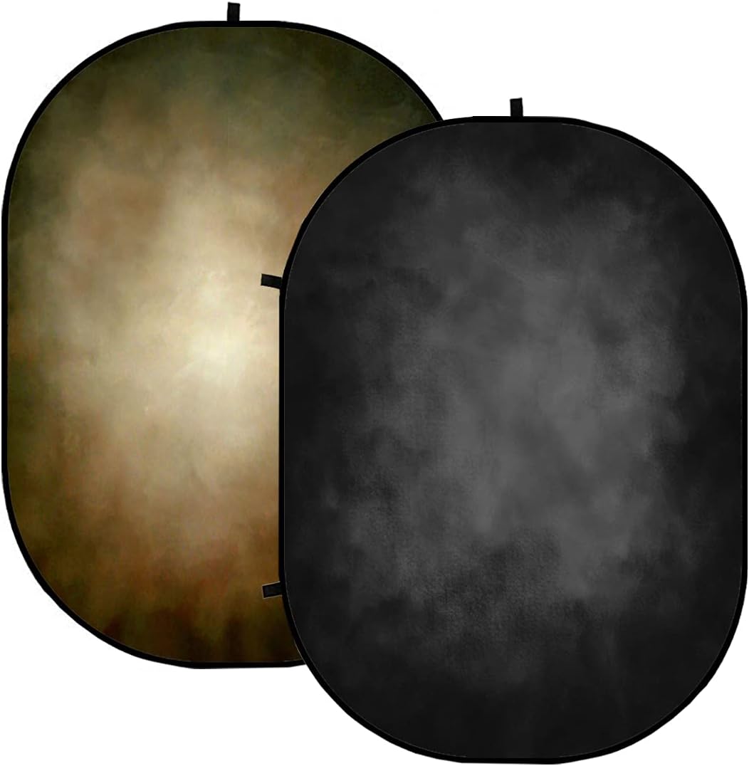 Kate Collapsible Backdrop Microfiber Black and Brown Double Sided Pop up Collapsible Background, for Photography, for Photographers, 5x6.5ft