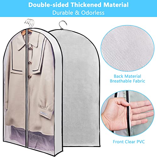 40" Garment Bags For Hanging Clothes 4" Gusset For Closet Storage And Travel Clear Hanging Bags For Dress Suits Coats Moth Proof, 3 Packs-White #TOP1
