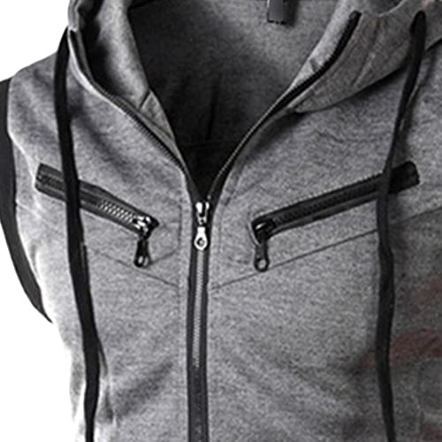 Maiyifu-GJ Men Sleeveless Zip-up Hoodie Vest Zipper Pockets Workout Tank Tops Jacket Lightweight Slim Fit Hooded Vest Blouse3