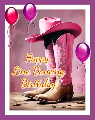 Happy Line Dancing Birthday Card Pink A5