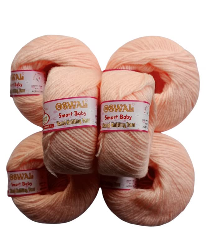Oswal Smart Baby Soft 100% Acrylic Wool (6 PC) 4 ply Wool Ball Hand Knitting Wool/Art Craft Soft Fingering Crochet Hook Yarn, Needle Knitting Yarn Thread Dyed Shade no-40