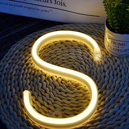 Image of Warm White LED Neon Word Signs - Battery /USB Operated Neon Letter Alphabet Signs for Girls' Room, Wedding, Birthday Party, Christmas Home (S)