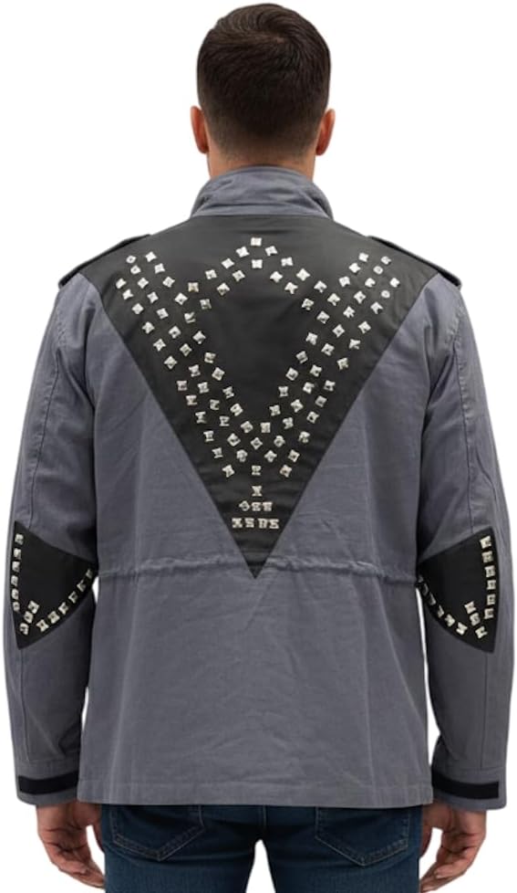 My Party Shirt T-800 Model 101 Punk M-65 Field Jacket - Everyday Wear & Costume - 80s Movie Arnold Sci-Fi Fan Gray Biker Coat