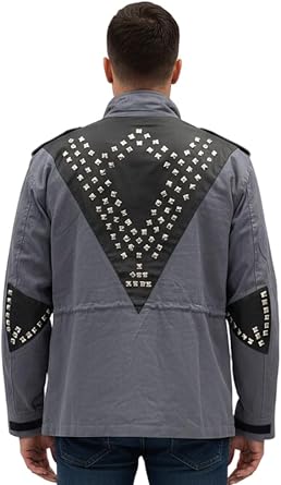 My Party Shirt T-800 Model 101 Punk M-65 Field Jacket - Everyday Wear & Costume - 80s Movie Arnold Sci-Fi Fan Gray Biker Coat