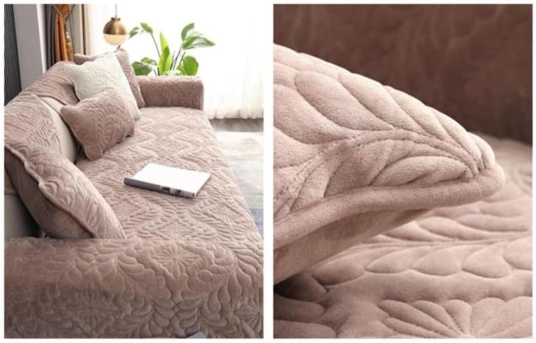 LUBOSE Velvet Sofa Covers, Washable Sofa Cover Protectors, Plush Sofa Covers, Sofa Protectors, Sofa Towels, Sofa Blankets(110 * 180cm, Light Coffee A)