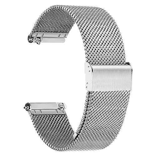 Tstrap Malla Correa Reloj Metalica - Plata Liberacion Rapida Pulsera Relogio Mujer Hombre - Acero Inoxidable Bracelet Reloj Inteligente - 10mm 12mm 14mm 16mm 18mm 20mm 22mm