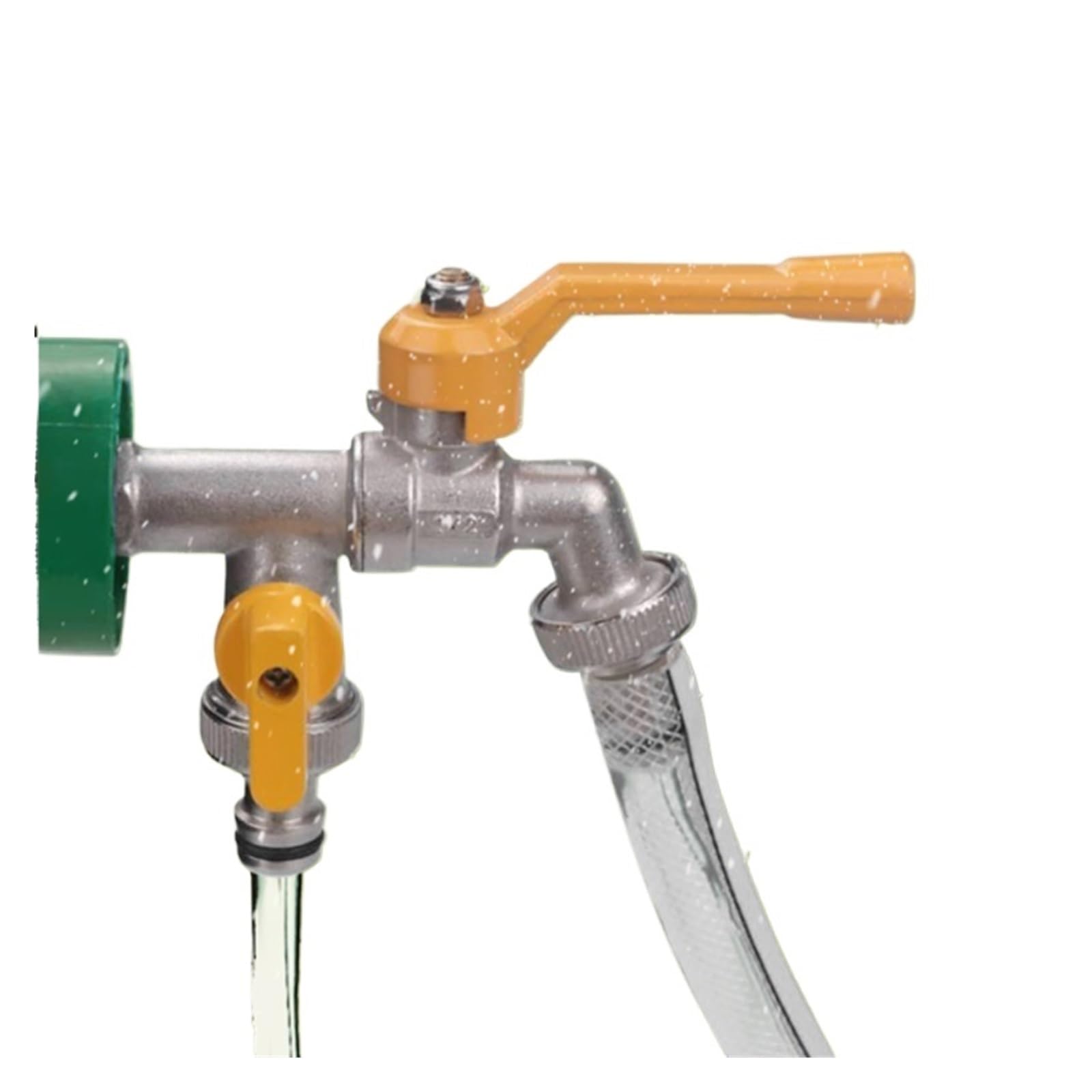 Zewnętrzny podwójny kran zewnętrzny wąż ogrodowy adapter do kranu 1/2 cala złącze zbiornika IBC 1-drożny 2-drożny kran mosiężny (kolor: A)