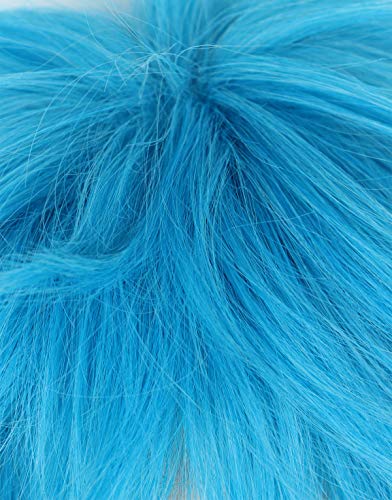 Linfairy Womens Game Wig Costume Halloween Cosplay Wigs For Men (Short Blue), 38 cm x 4 cm - Image 3
