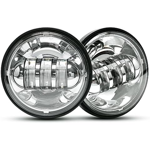 LX-LIGHT Dot approved 2 PCS Chrome 4.5 Inch LED Passing Light LED Fog Lamps for Motorcycles Auxiliary Light Bulb Motorcycle Projector Driving Lamp Cover