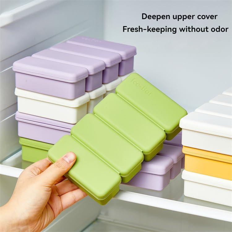 Image of Durable Extra Large Silicone Freezer Non-Stick Ice Maker Trays with Lids 4-Compartment Meal Prep Food Soup Storage Containers Easy Press Demolding Ice. (1 pcs)