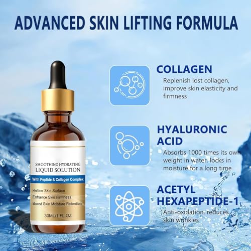 Generic 2PCS Face Lifting Serum, Smoothing Hydrating Liquid Solution, Hydrating Anti-Wrinkle Essence Oil With Peptide & Collagen, Hydration, Skin Moisturized and Firming, Reduce Fine Lines (30ML)