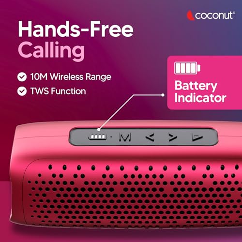 Image of coconut Echo 8W Portable Bluetooth Speaker, Bluetooth 5.1 /FM Radio /Aux /TF Card /USB Playback and Micro USB Charging-Blue