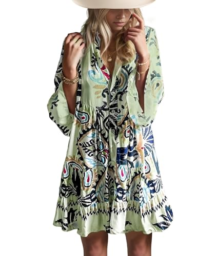 Opemiby Summer Dresses for Women 2026 Flowy Ruffle 3/4 Sleeve