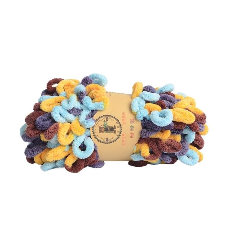 Przędza z pętelką na palec, 3 kulki Puffy Loop Przędza palcowa Wełniana plecionka ręczna Lina Knitting Gruba aksamitna tęczowa przędza(Ga)