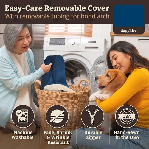 Image of Snoozer Cozy Cave Dog Bed, Round Covered Dog Bed, Sapphire (L)
