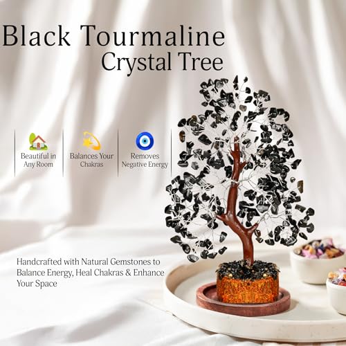 image for YATSKIA Black Tourmaline Gemstone Tree - Crystal Tree of Life - Crysta