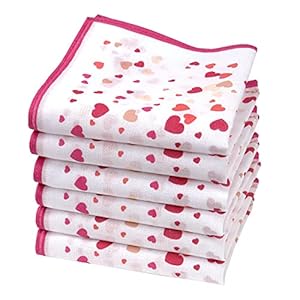 Merrysquare – Mini-zakdoeken met hartjes, 100% katoen, 6 stuks, klein 23 x 23 cm