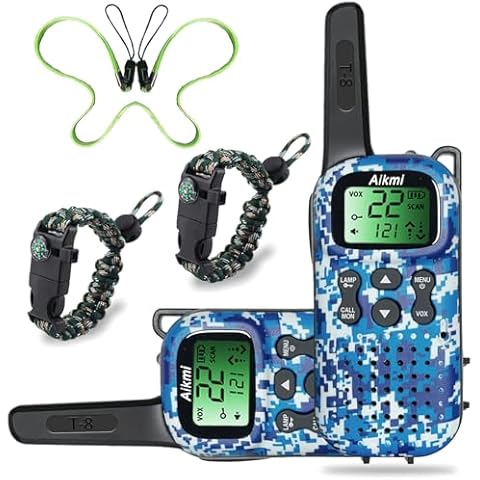 Toys for Boys Walkie Talkies for Kids 5 6 7 8 Year Old Boy Toys Pretend Play Police Military Spy Hunt Camp Outdoor Toys for Kids Birthday Present Boys Gifts (Blue Blue) Cover